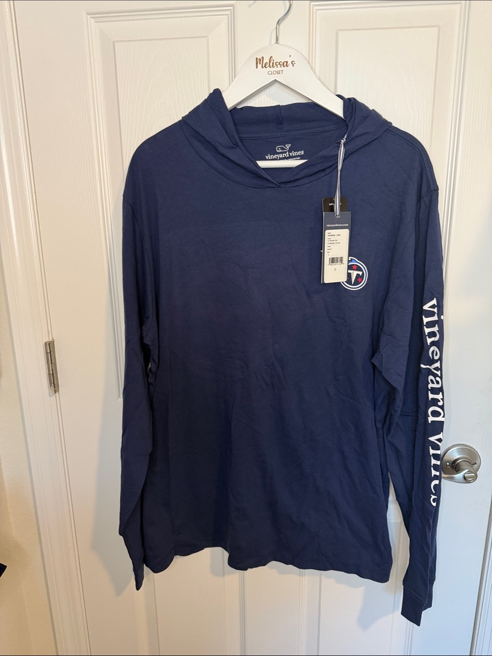 Vineyard Vines Navy Tennessee Titans Lightweight Hooded Long-Sleeve NWT size L